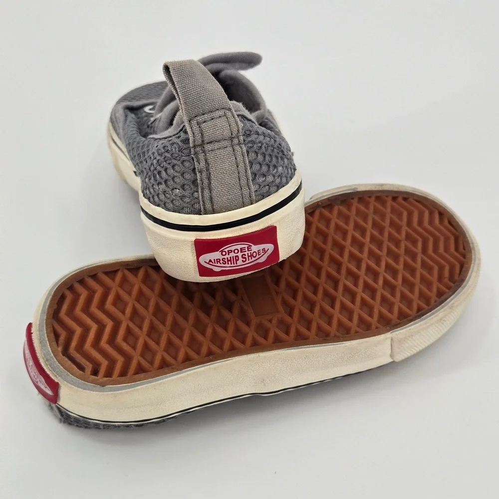 OPOEE Airship Shoes Gray Crochet Mesh Hook‎ & Loop Skate Sneaker US 12.5
